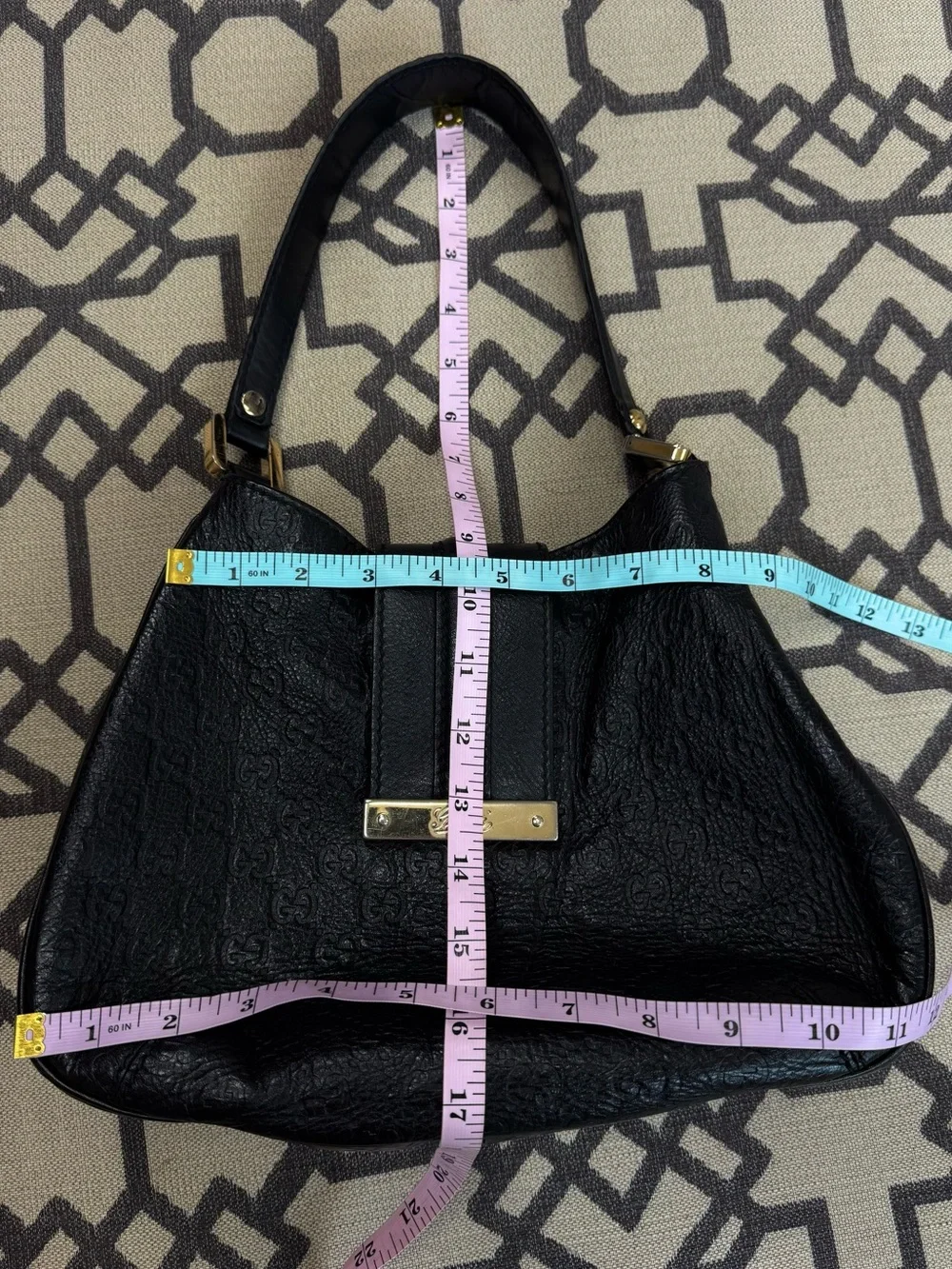 Gucci New Web Hobo Bag Nero Black Guccissima Embossed Leather